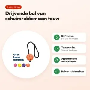 Trixie hondenspeelgoed voetbal aan touw 6 x 6 x 30 cm – drijvend – voordelen