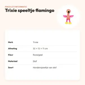 Trixie hondenspeeltje flamingo roze/geel 32 x 12 x 11 cm – stof – productinformatie