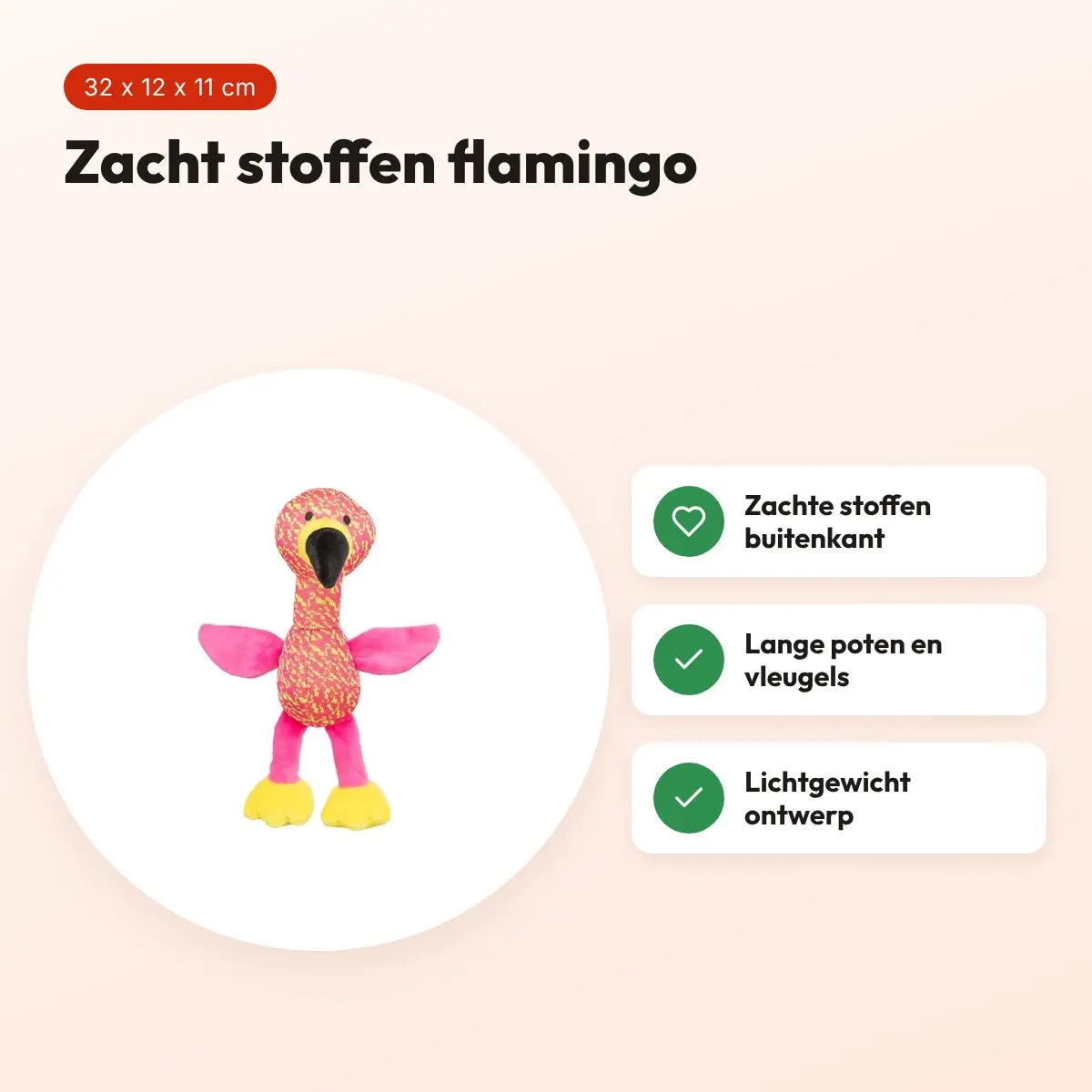 Trixie hondenspeeltje flamingo roze/geel 32 x 12 x 11 cm – stof – voordelen