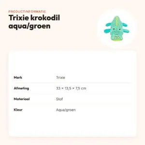 Trixie hondenspeeltje krokodil aqua/groen 33 x 13,5 x 7,5 cm – stof – productinformatie