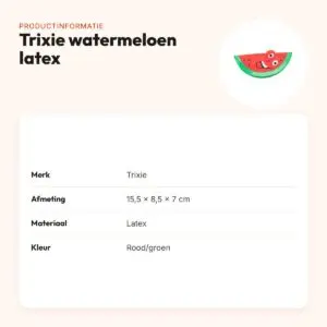 Trixie hondenspeeltje watermeloen latex rood/groen 15,5 x 8,5 x 7 cm – productinformatie