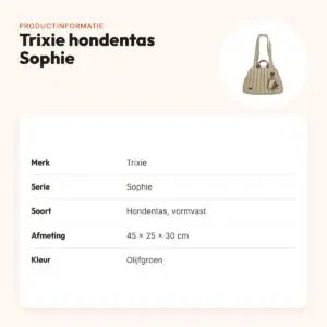 Trixie hondentas Sophie olijfgroen 45 x 25 x 30 cm – vormvast – productinformatie