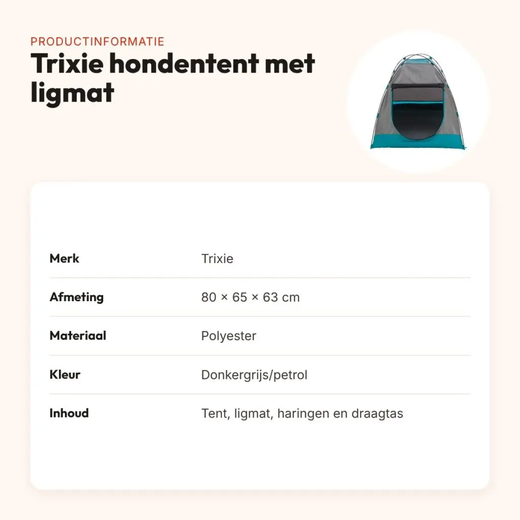 Trixie hondentent donkergrijs/petrol 80 x 65 x 63 cm – met ligmat – productinformatie