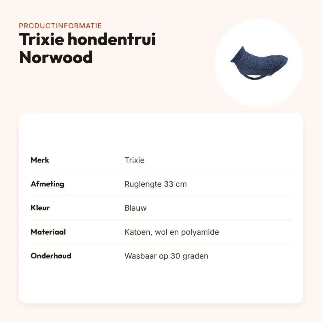 Trixie hondentrui Norwood blauw 33 cm – katoen, wol en polyamide – productinformatie