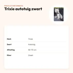 Trixie hondentuig auto zwart 50-70 cm – inclusief autogordel – productinformatie