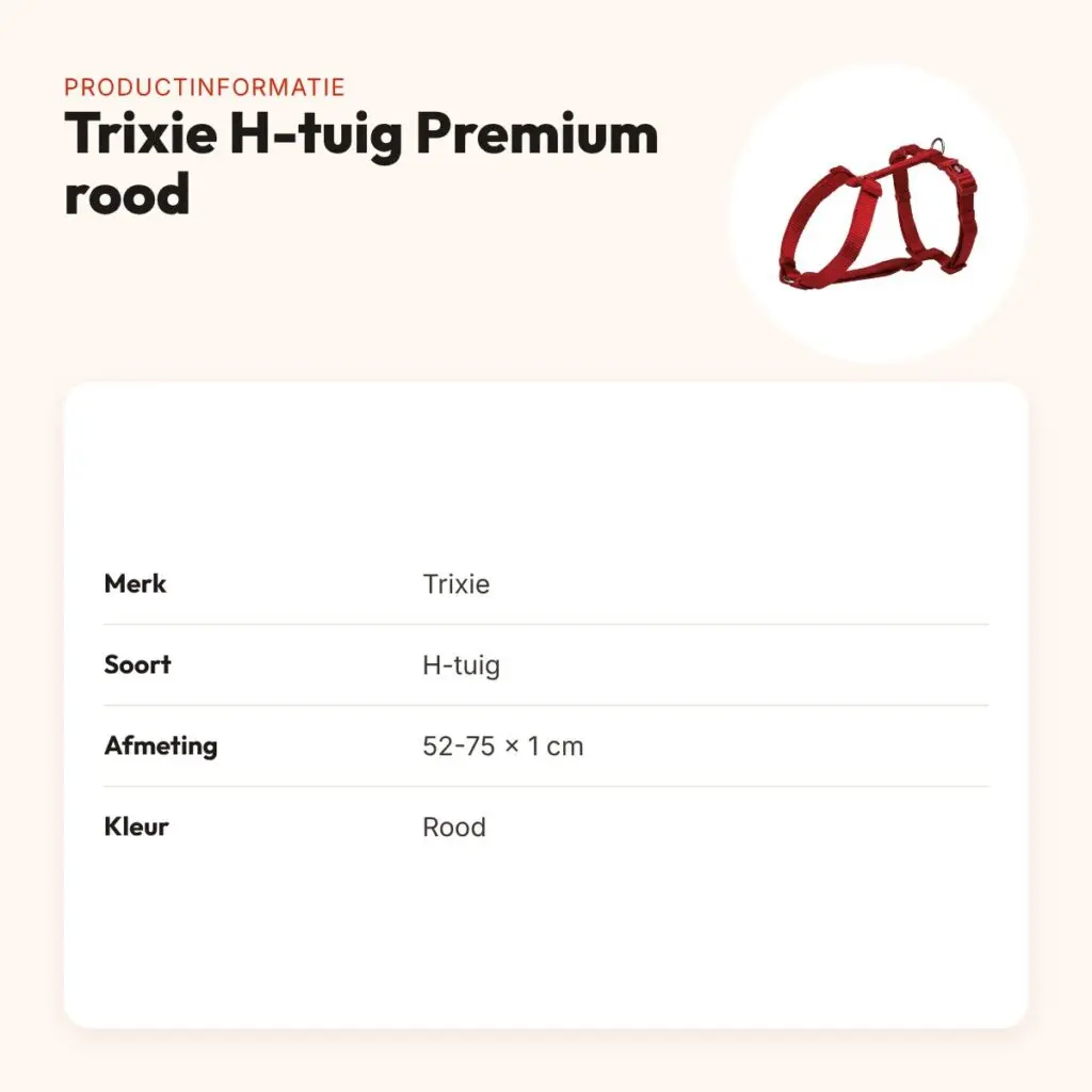 Trixie hondentuig H-tuig Premium rood 52-75 cm – nylon, verstelbaar – productinformatie