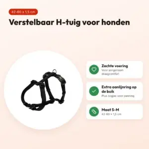 Trixie hondentuig H-tuig zwart 42-60 cm – gevoerd, singelband – voordelen