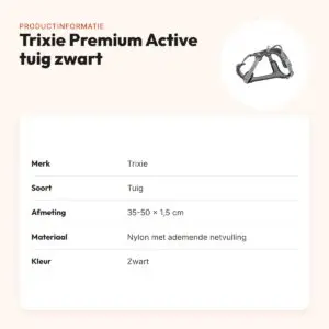 Trixie hondentuig Premium Active zwart 35-50 cm – ademend, sneldrogend – productinformatie
