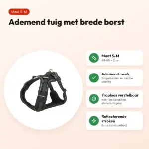 Trixie hondentuig Premium Flexmesh brede borst zwart S-M 48-69 x 2 cm – voordelen
