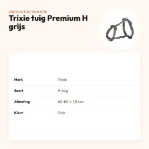 Trixie hondentuig Premium H grijs 42-60 x 1,5 cm – verstelbaar – productinformatie