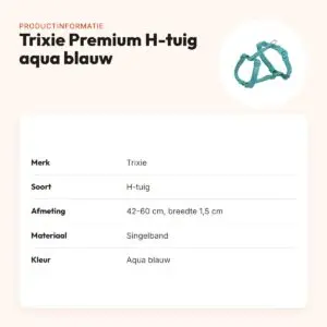 Trixie hondentuig Premium H-tuig aqua blauw 42-60 cm – verstelbaar – productinformatie