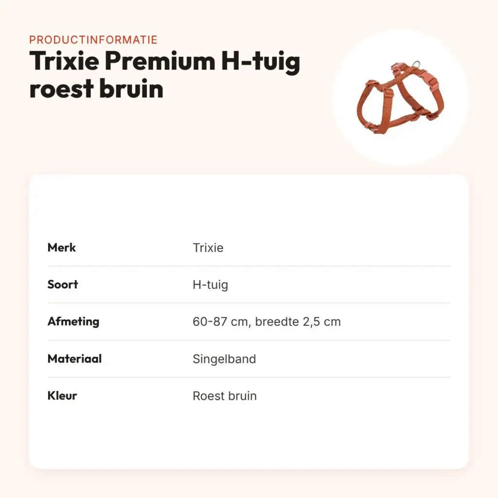 Trixie hondentuig Premium H-tuig roest bruin 60-87 cm – verstelbaar – productinformatie