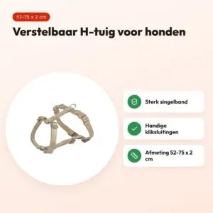 Trixie hondentuig Premium H-tuig zand taupe 52-75 cm – singelband – voordelen