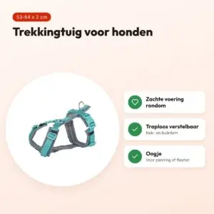 Trixie hondentuig Premium Trekking aqua/grafiet grijs 53-64 cm – voordelen