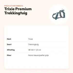 Trixie hondentuig Premium Trekking petrol blauw/grafiet grijs 36-44 cm – productinformatie