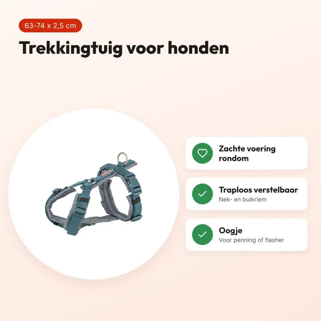 Trixie hondentuig Premium Trekking petrol blauw/grafiet grijs 63-74 cm – voordelen