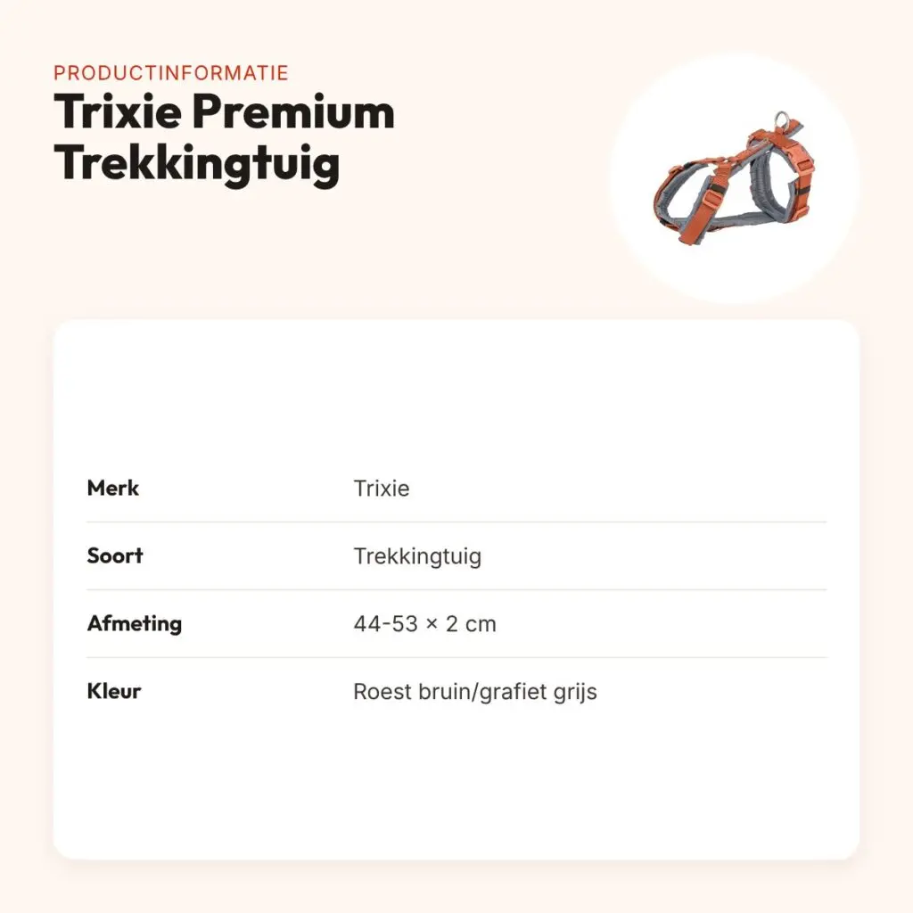 Trixie hondentuig Premium Trekking roest bruin/grafiet grijs 44-53 cm – productinformatie