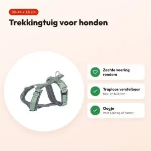 Trixie hondentuig Premium Trekking salie groen/grafiet grijs 36-44 cm – voordelen