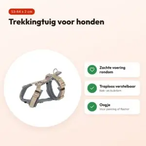 Trixie hondentuig Premium Trekking zand taupe/grafiet grijs 53-64 cm – voordelen