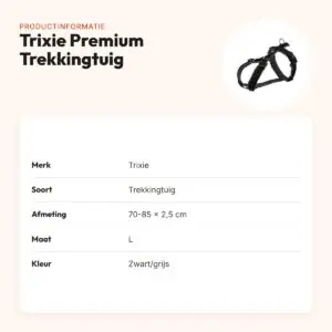 Trixie hondentuig Premium Trekking zwart/grijs 70-85 cm – gevoerd – productinformatie