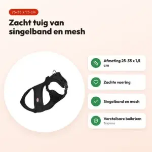 Trixie hondentuig Touring Comfort Soft zwart 25-35 x 1,5 cm – voordelen