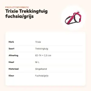 Trixie hondentuig Trekking fuchsia/grijs 62-74 cm – gevoerd, singelband – productinformatie