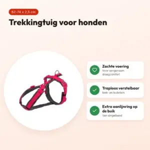 Trixie hondentuig Trekking fuchsia/grijs 62-74 cm – gevoerd, singelband – voordelen
