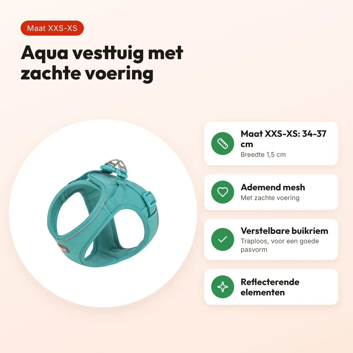 Trixie hondentuig Urbanvest mesh aqua XXS-XS 34-37 x 1,5 cm – voordelen