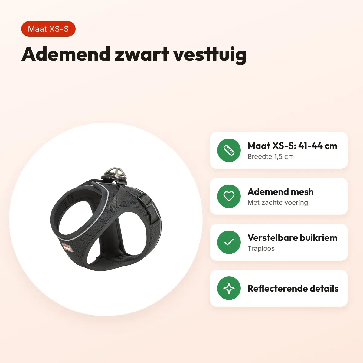 Trixie hondentuig Urbanvest mesh zwart XS-S 41-44 x 1,5 cm – voordelen