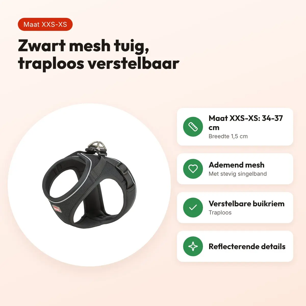 Trixie hondentuig Urbanvest mesh zwart XXS-XS 34-37 x 1,5 cm – voordelen