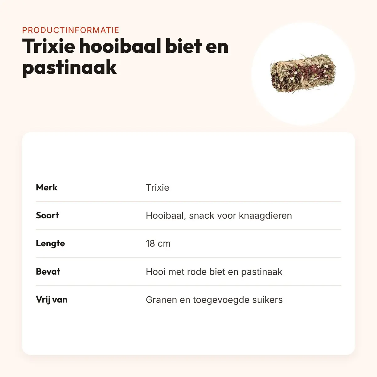 Trixie hooibaal rode biet en pastinaak 200 g – graanvrije snack – productinformatie