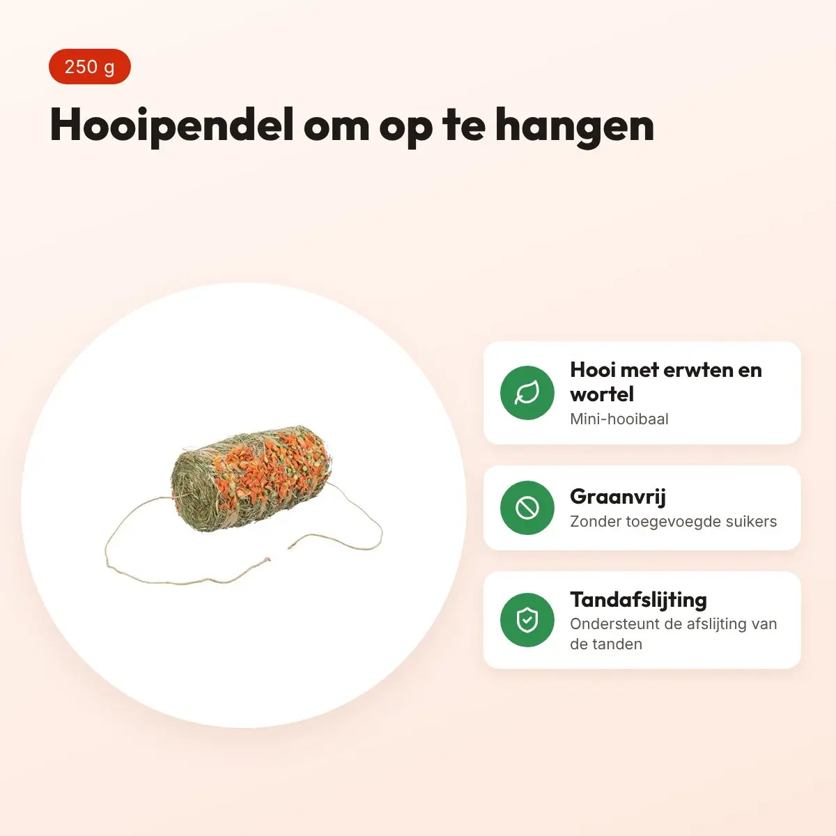 Trixie hooipendel erwten en wortel 250 g – snack voor knaagdieren – voordelen
