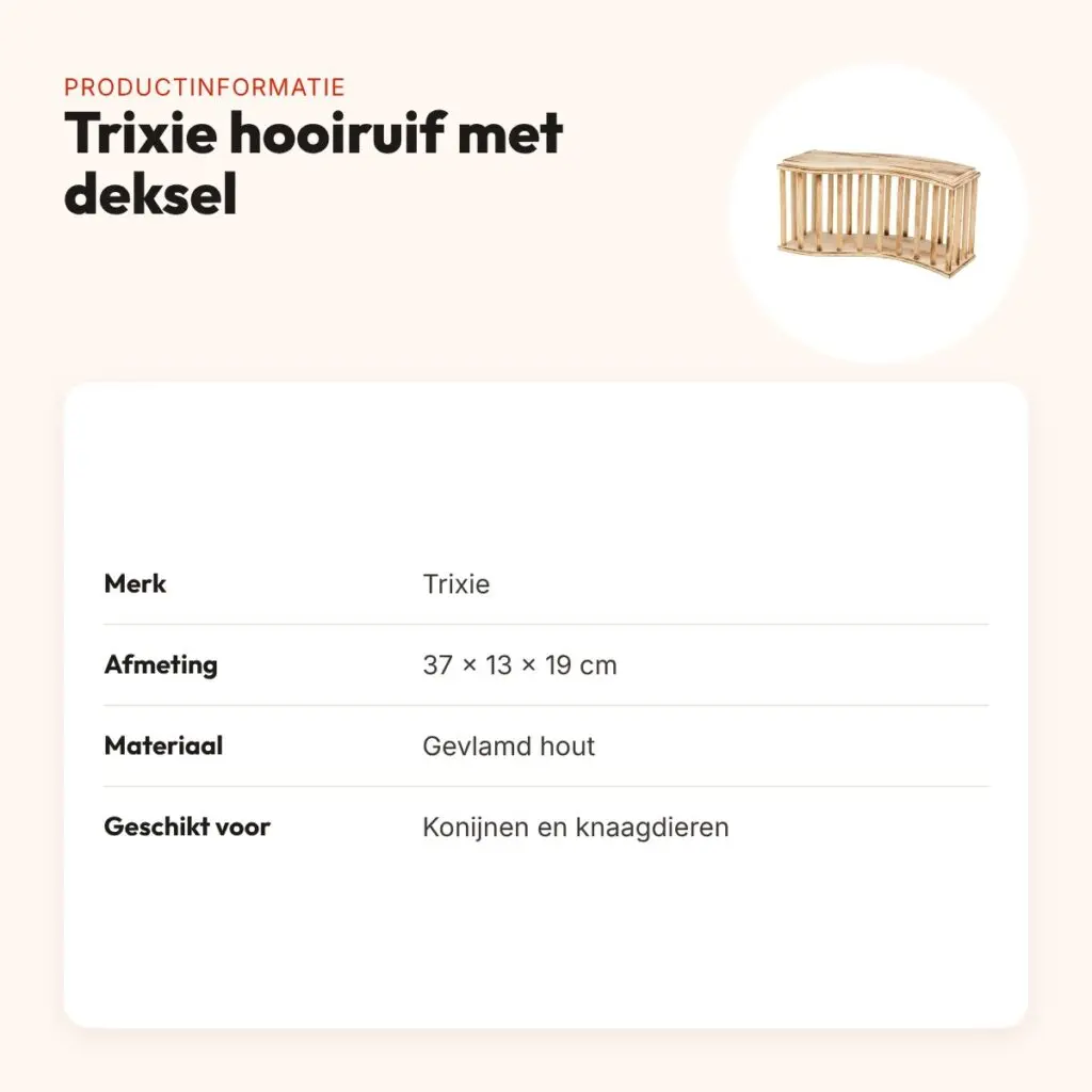 Trixie hooiruif met deksel 37 x 13 x 19 cm – gevlamd hout – productinformatie