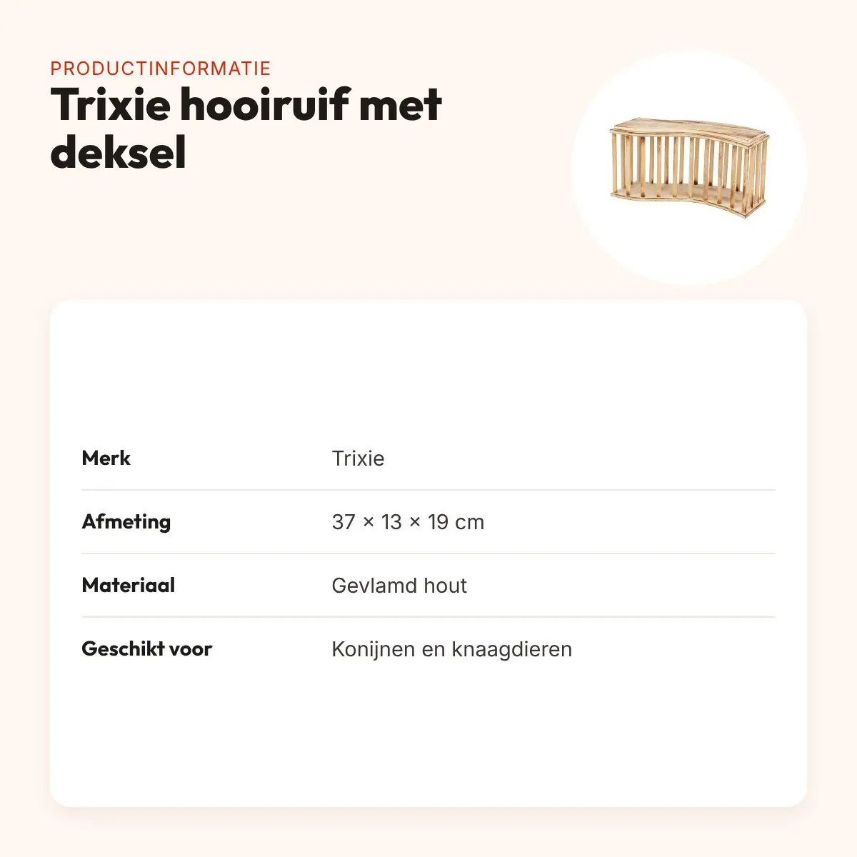 Trixie hooiruif met deksel 37 x 13 x 19 cm – gevlamd hout – productinformatie