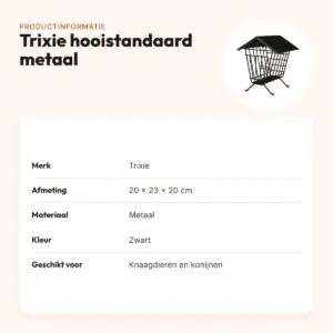 Trixie hooistandaard metaal zwart 20 x 23 x 20 cm – vorm van hooistal – productinformatie