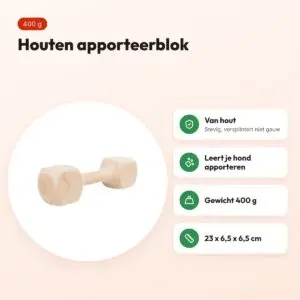 Trixie houten apporteerblok 400 g – 23 x 6,5 x 6,5 cm – voordelen