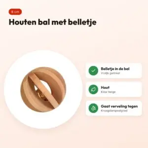 Trixie houten bal met bel beige 6 cm – knaagdierspeelgoed – voordelen