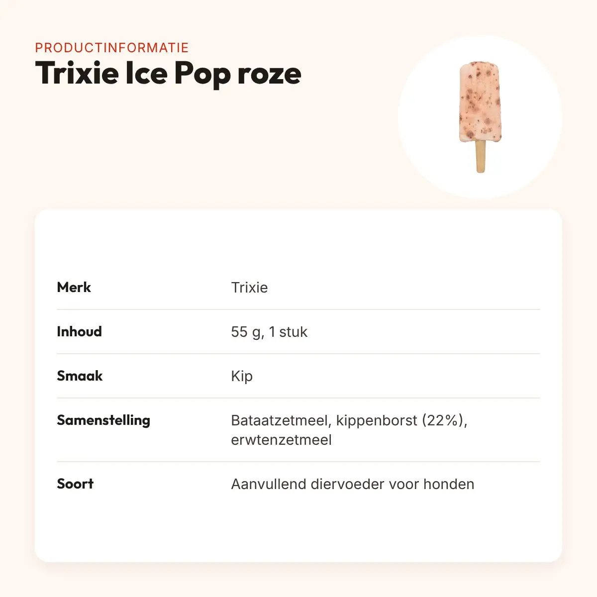 Trixie Ice Pop hondensnack roze 55 g – kipsmaak – productinformatie