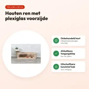 Trixie Indoor ren cavia hout/plexiglas 100 x 60 x 30 cm – voordelen