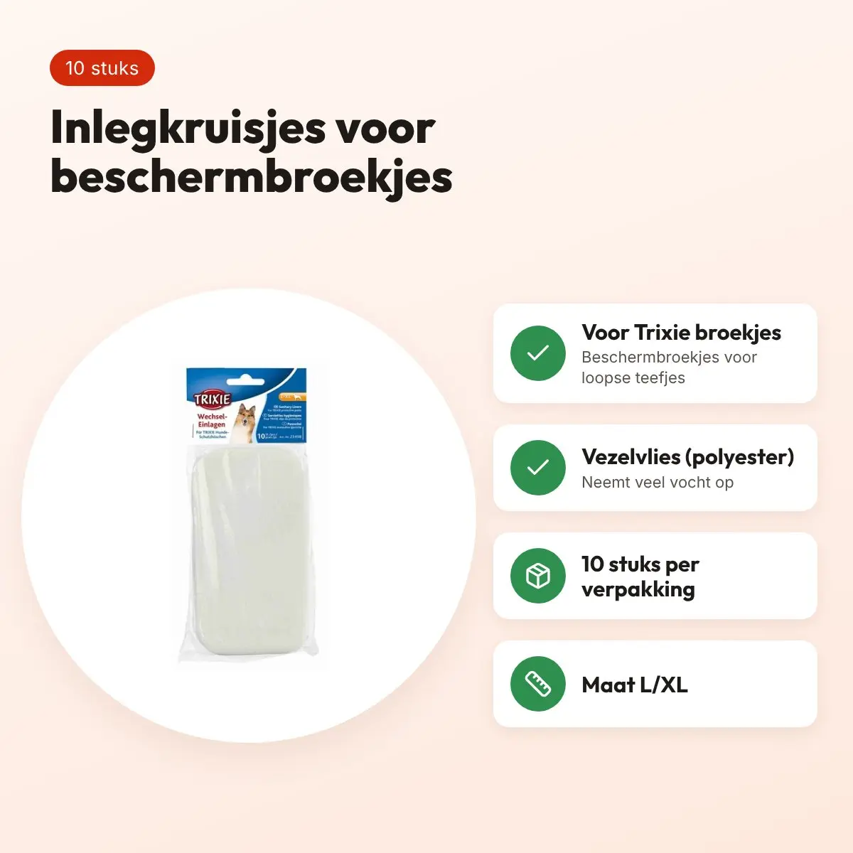 Trixie inlegkruisjes voor beschermbroekjes L/XL – 10 stuks – voordelen