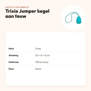Trixie Jumper kegel aan touw Super Strong TPR petrol 35 x 6 x 6 cm – productinformatie