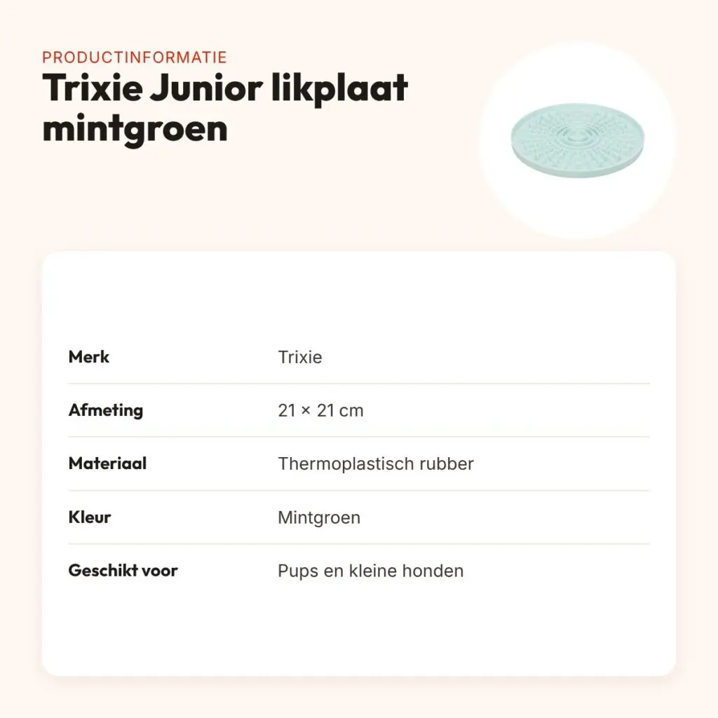 Trixie Junior likplaat mintgroen 21 x 21 cm – voor pups en kleine honden – productinformatie