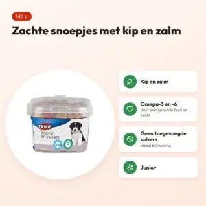 Trixie Junior Soft Snack Dots met omega-3 140 g – kip en zalm – voordelen