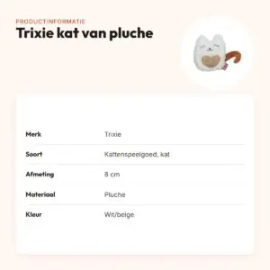 Trixie kat van pluche met catnip 8 cm – wit/beige – productinformatie