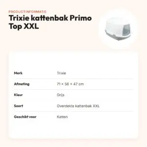 Trixie kattenbak Primo Top XXL grijs 71 x 56 x 47 cm – overdekt – productinformatie