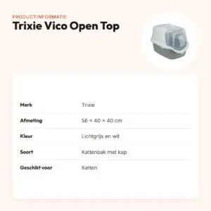 Trixie kattenbak Vico Open Top lichtgrijs/wit 56 x 40 x 40 cm – productinformatie