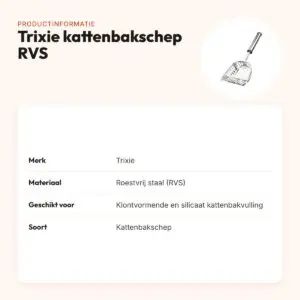 Trixie kattenbakschep RVS – voor klontvormende en silicaatvulling – productinformatie
