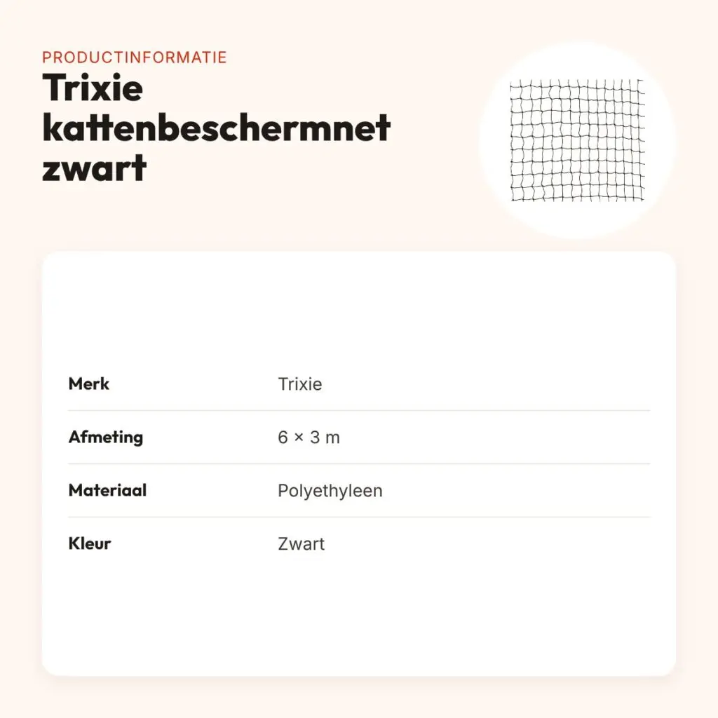 Trixie kattenbeschermnet zwart 6 x 3 m – UV- en vochtbestendig – productinformatie