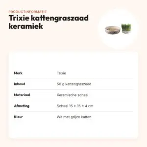 Trixie kattengraszaad 50 g in keramische schaal 15 x 15 x 4 cm – productinformatie