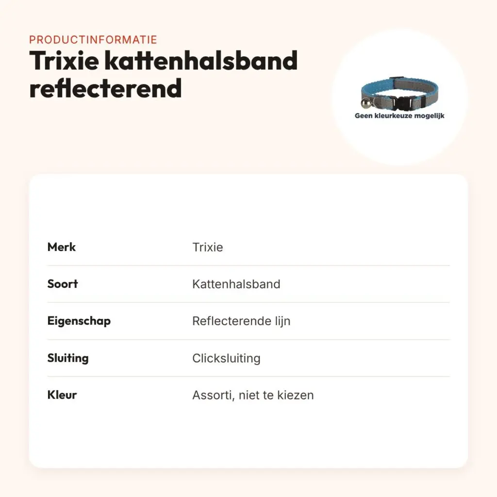 Trixie kattenhalsband reflecterend – assorti, verstelbaar – productinformatie